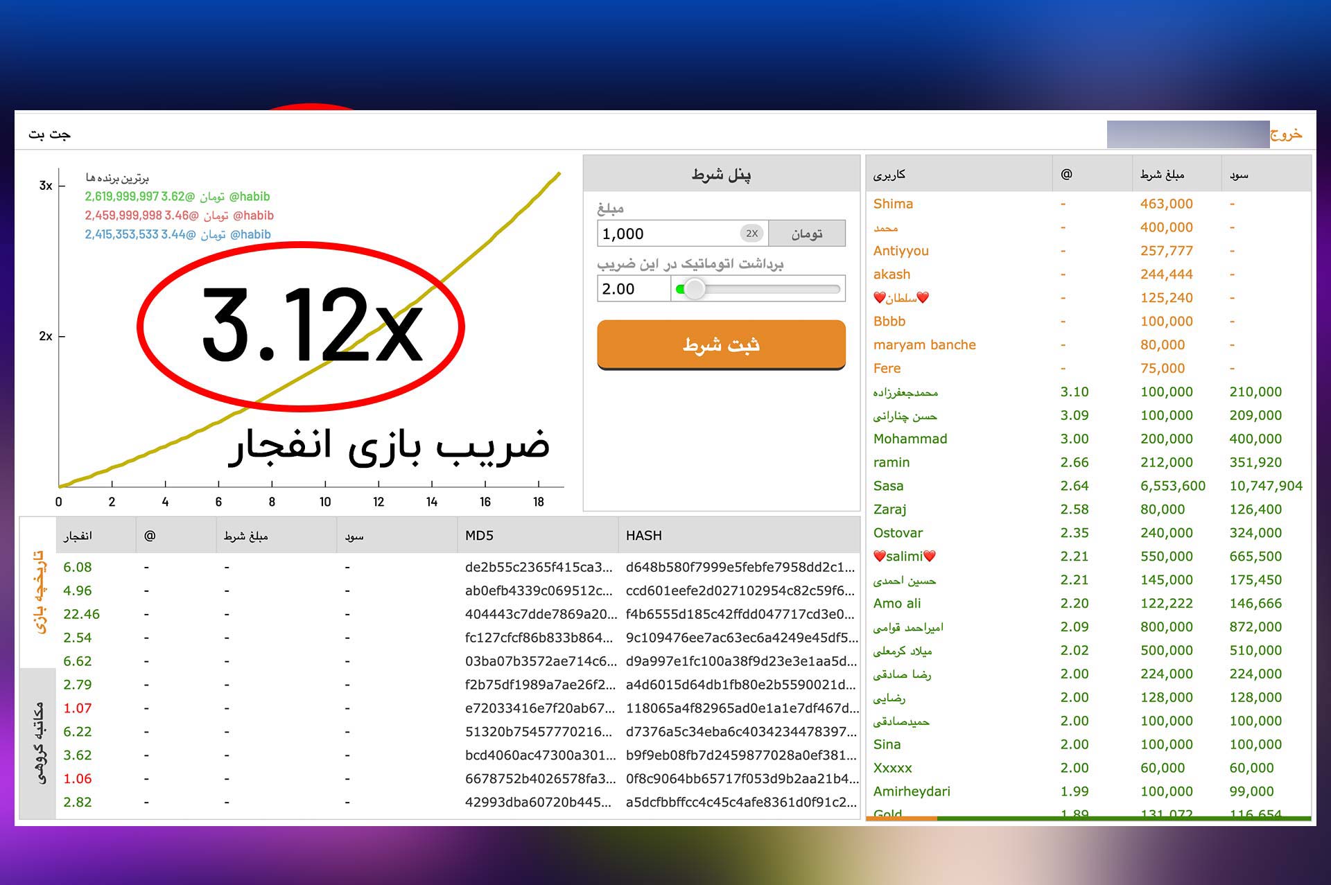 ضریب بازی انفجار